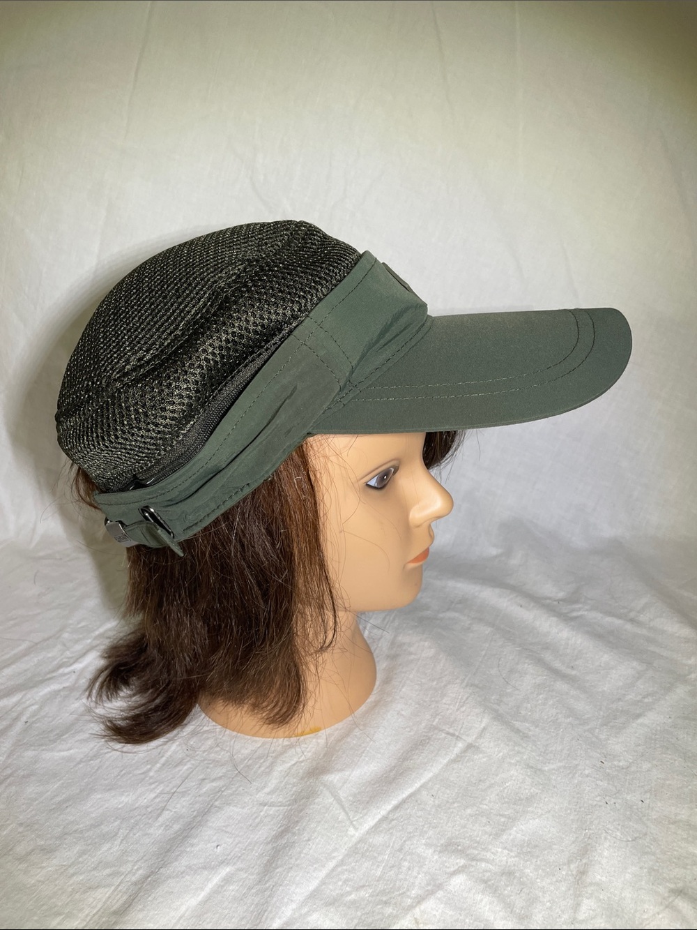 Olive Green and Black Mesh Visor Cap - Breathable Sun Shield
